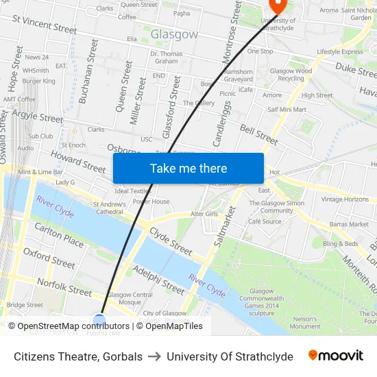 Citizens Theatre, Gorbals to University Of Strathclyde map