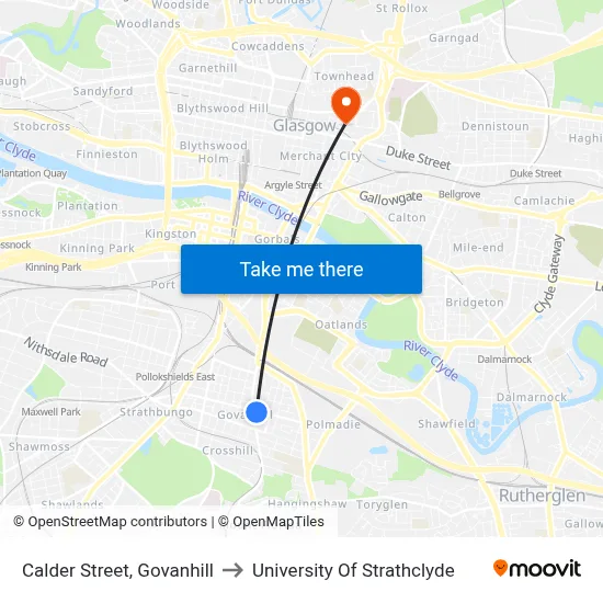 Calder Street, Govanhill to University Of Strathclyde map