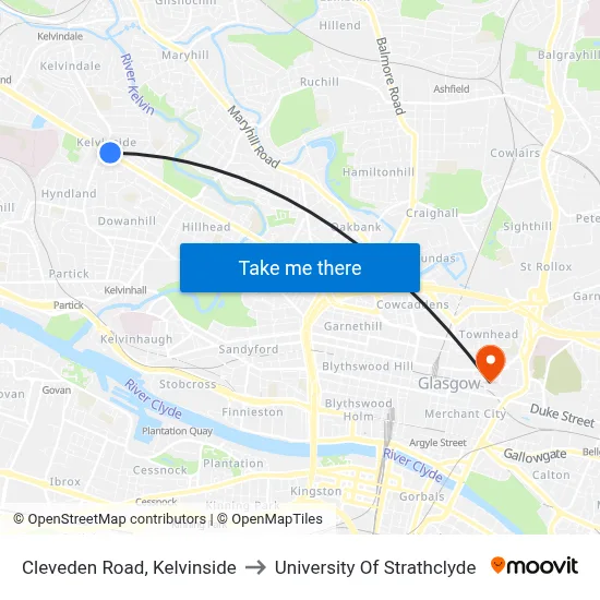 Cleveden Road, Kelvinside to University Of Strathclyde map