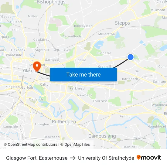 Glasgow Fort, Easterhouse to University Of Strathclyde map