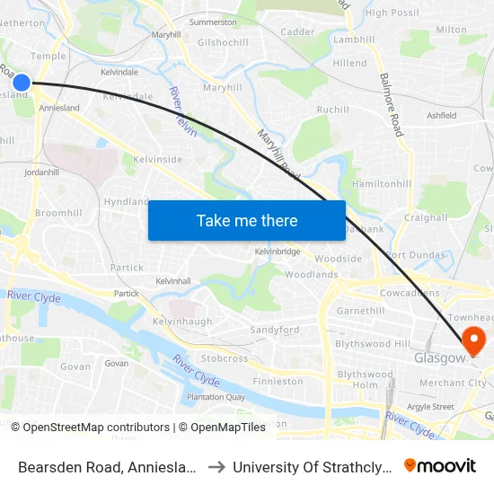 Bearsden Road, Anniesland to University Of Strathclyde map