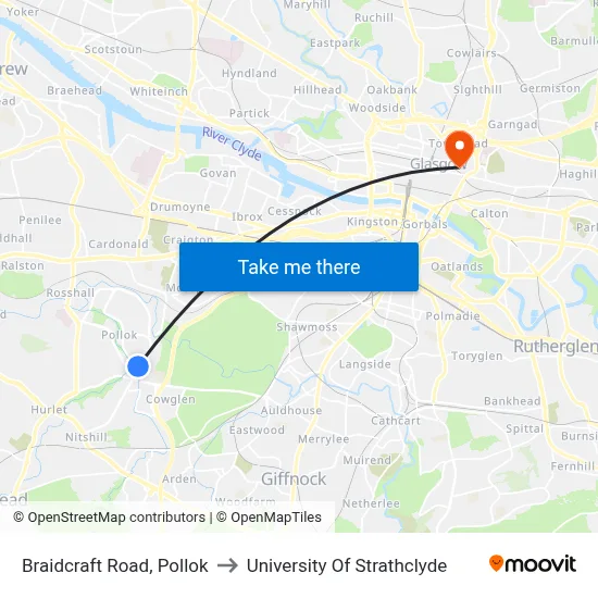 Braidcraft Road, Pollok to University Of Strathclyde map
