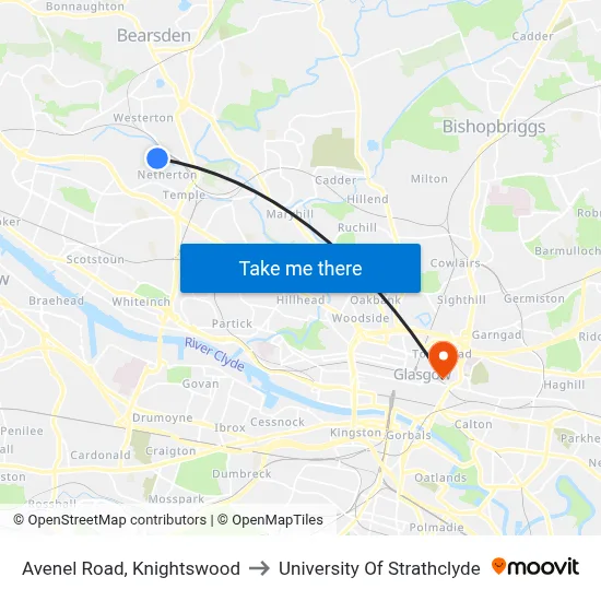 Avenel Road, Knightswood to University Of Strathclyde map