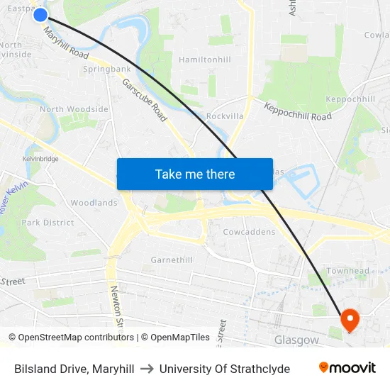 Bilsland Drive, Maryhill to University Of Strathclyde map