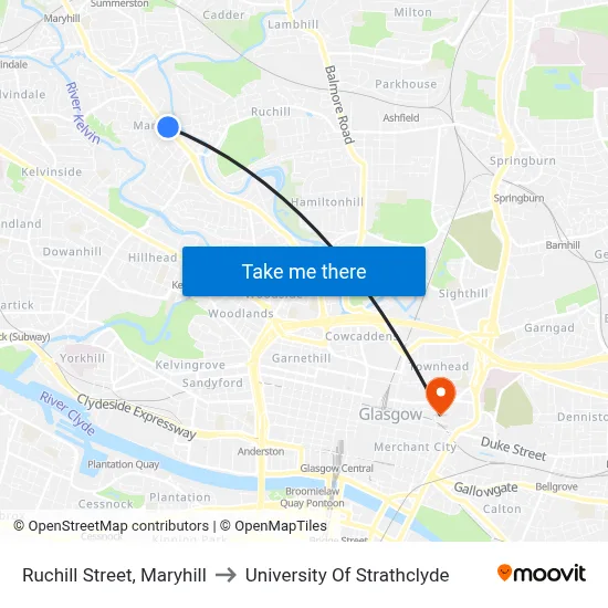 Ruchill Street, Maryhill to University Of Strathclyde map