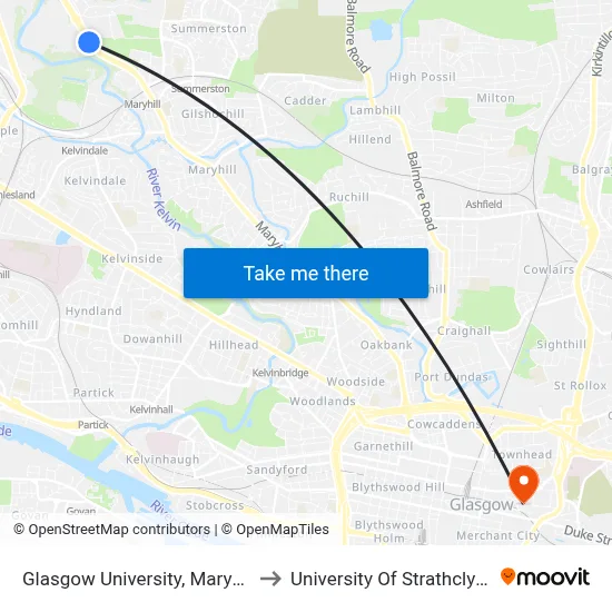 Glasgow University, Maryhill to University Of Strathclyde map