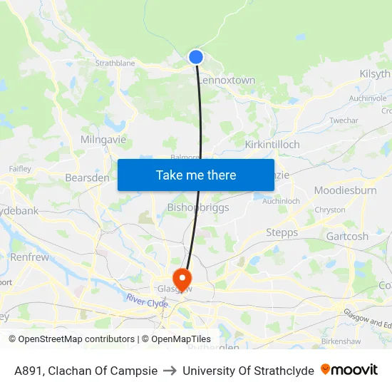 A891, Clachan Of Campsie to University Of Strathclyde map