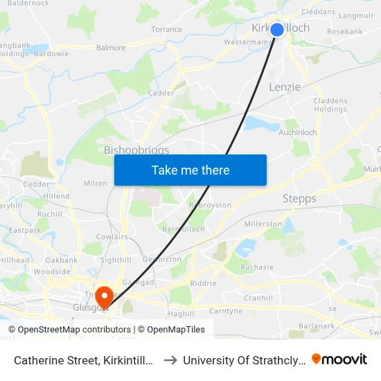 Catherine Street, Kirkintilloch to University Of Strathclyde map