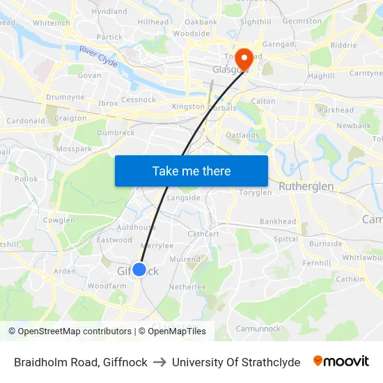 Braidholm Road, Giffnock to University Of Strathclyde map