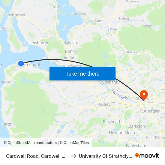 Cardwell Road, Cardwell Bay to University Of Strathclyde map