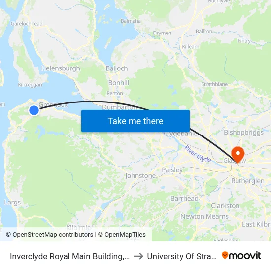Inverclyde Royal Main Building, Branchton to University Of Strathclyde map