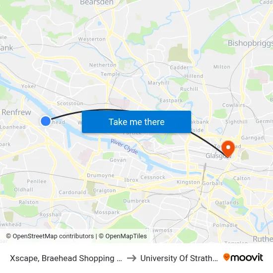 Xscape, Braehead Shopping Centre to University Of Strathclyde map