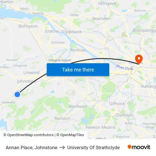 Annan Place, Johnstone to University Of Strathclyde map
