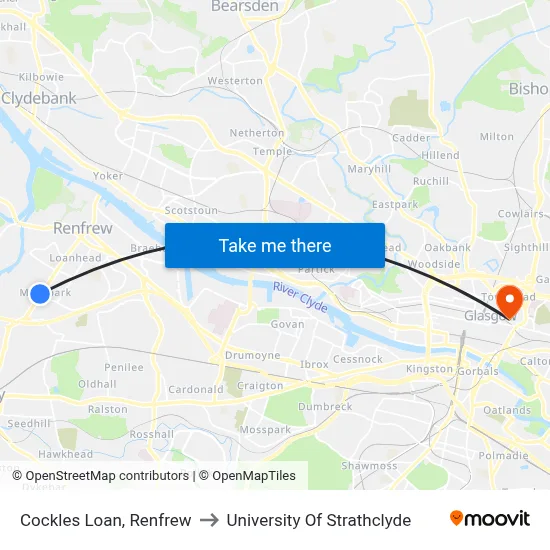 Cockles Loan, Renfrew to University Of Strathclyde map