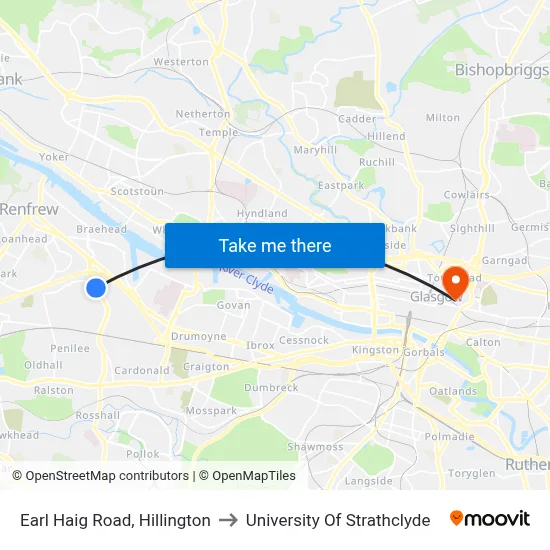 Earl Haig Road, Hillington to University Of Strathclyde map