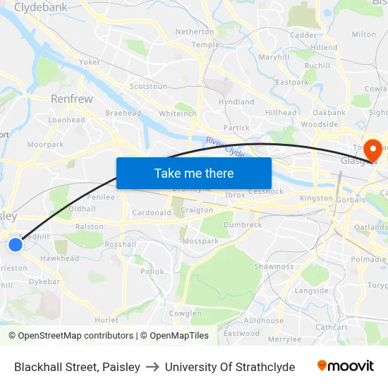 Blackhall Street, Paisley to University Of Strathclyde map