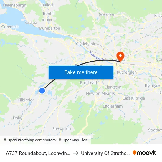 A737 Roundabout, Lochwinnoch to University Of Strathclyde map
