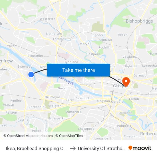 Ikea, Braehead Shopping Centre to University Of Strathclyde map