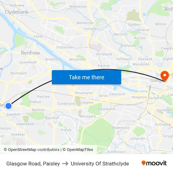 Glasgow Road, Paisley to University Of Strathclyde map