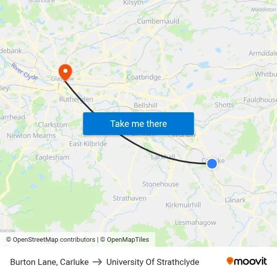 Burton Lane, Carluke to University Of Strathclyde map