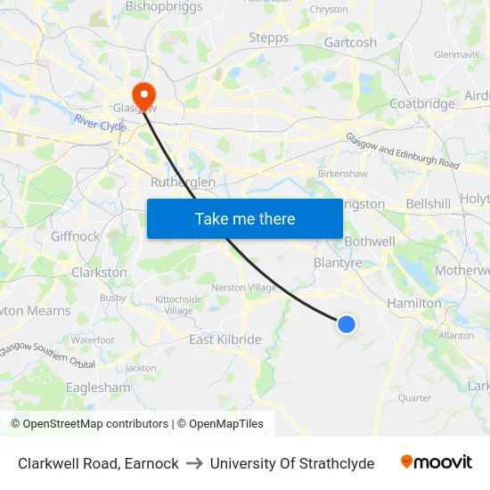 Clarkwell Road, Earnock to University Of Strathclyde map