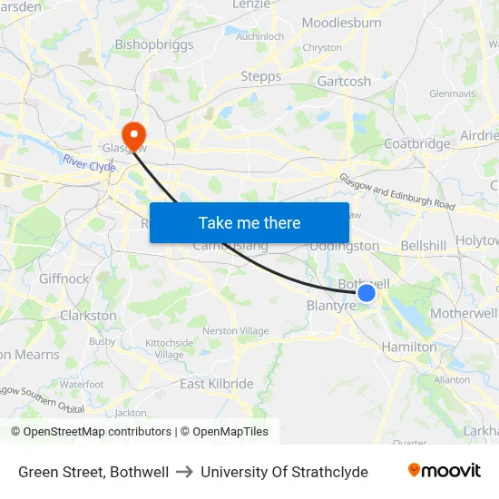 Green Street, Bothwell to University Of Strathclyde map