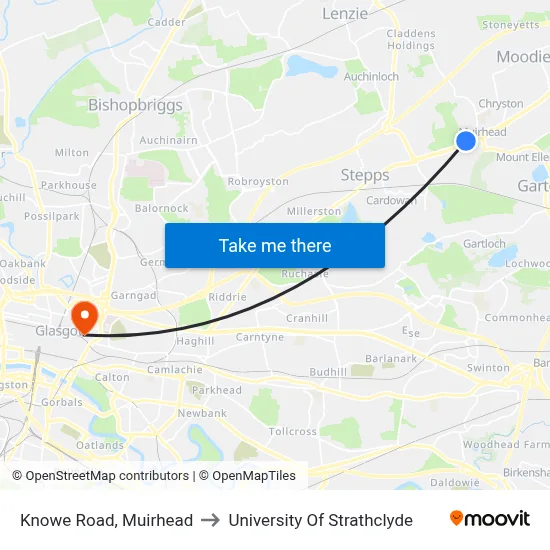 Knowe Road, Muirhead to University Of Strathclyde map