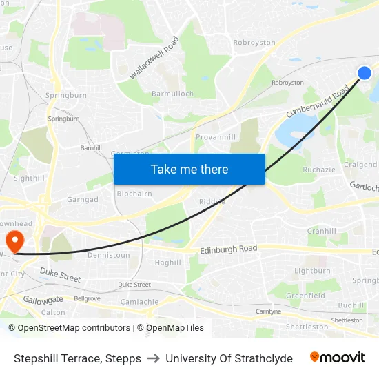 Stepshill Terrace, Stepps to University Of Strathclyde map