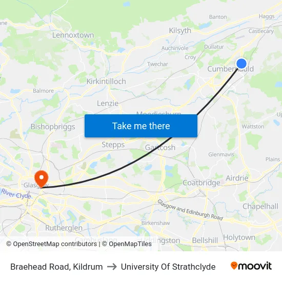 Braehead Road, Kildrum to University Of Strathclyde map