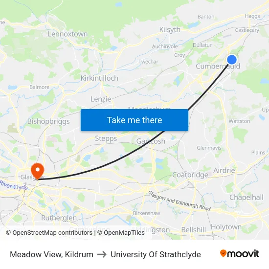 Meadow View, Kildrum to University Of Strathclyde map
