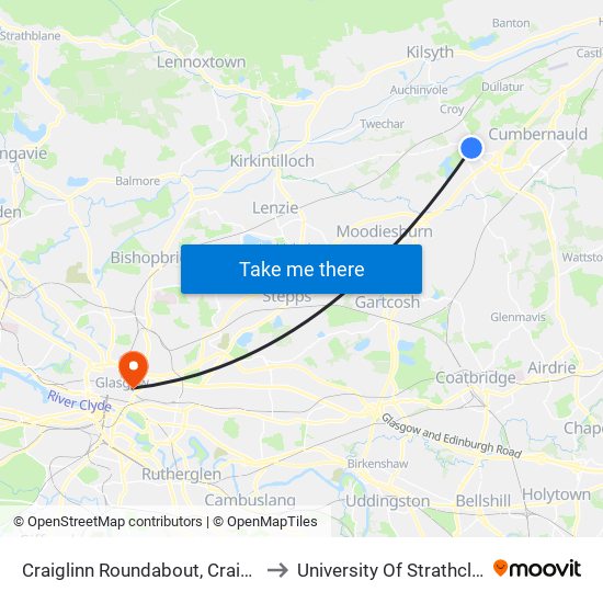 Craiglinn Roundabout, Craiglinn to University Of Strathclyde map