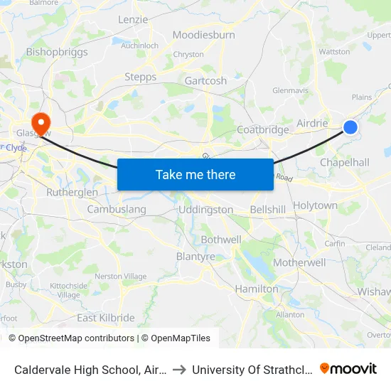 Caldervale High School, Airdrie to University Of Strathclyde map