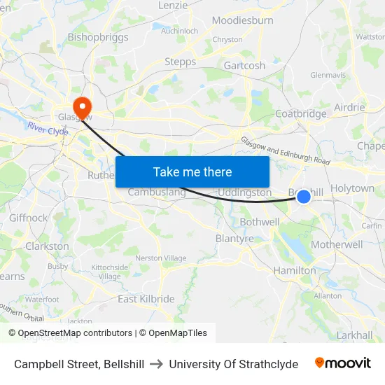 Campbell Street, Bellshill to University Of Strathclyde map