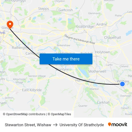 Stewarton Street, Wishaw to University Of Strathclyde map