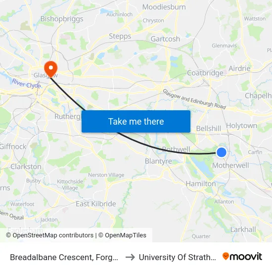 Breadalbane Crescent, Forgewood to University Of Strathclyde map