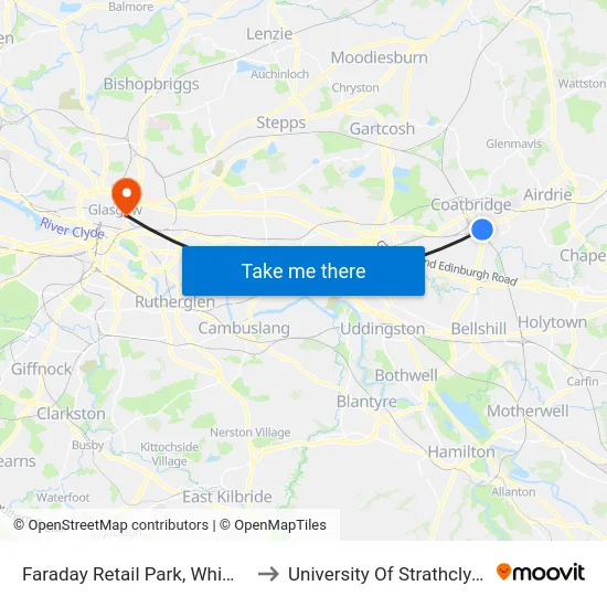 Faraday Retail Park, Whifflet to University Of Strathclyde map