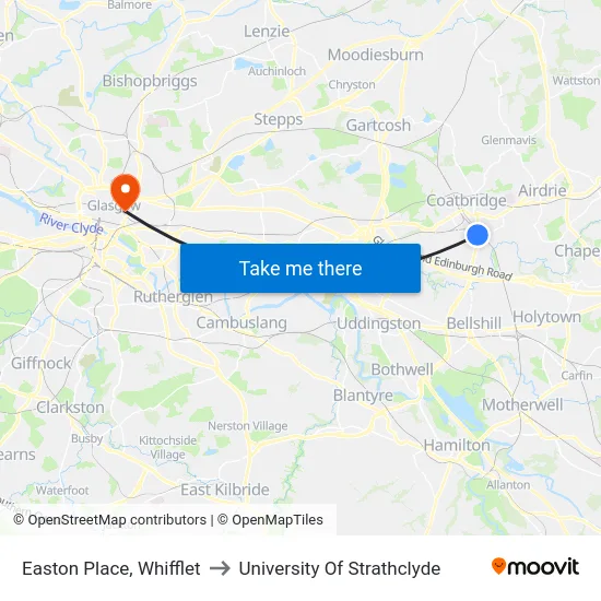 Easton Place, Whifflet to University Of Strathclyde map