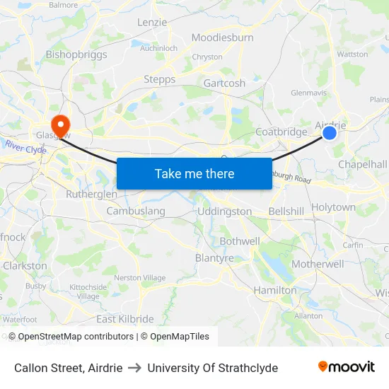 Callon Street, Airdrie to University Of Strathclyde map