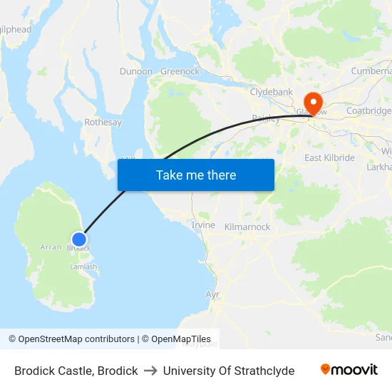 Brodick Castle, Brodick to University Of Strathclyde map
