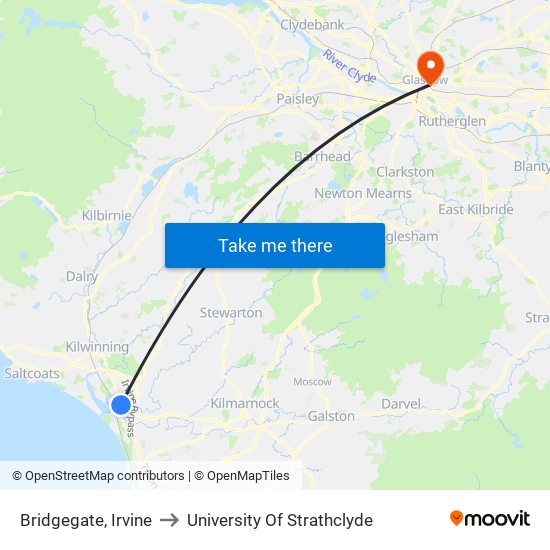 Bridgegate, Irvine to University Of Strathclyde map