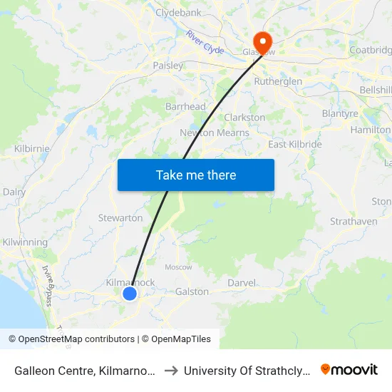 Galleon Centre, Kilmarnock to University Of Strathclyde map