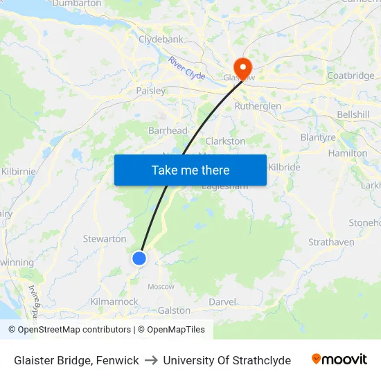 Glaister Bridge, Fenwick to University Of Strathclyde map