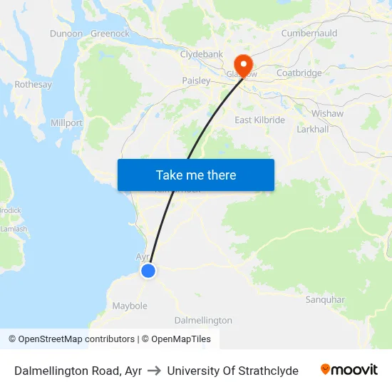Dalmellington Road, Ayr to University Of Strathclyde map