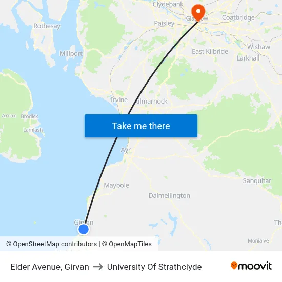 Elder Avenue, Girvan to University Of Strathclyde map
