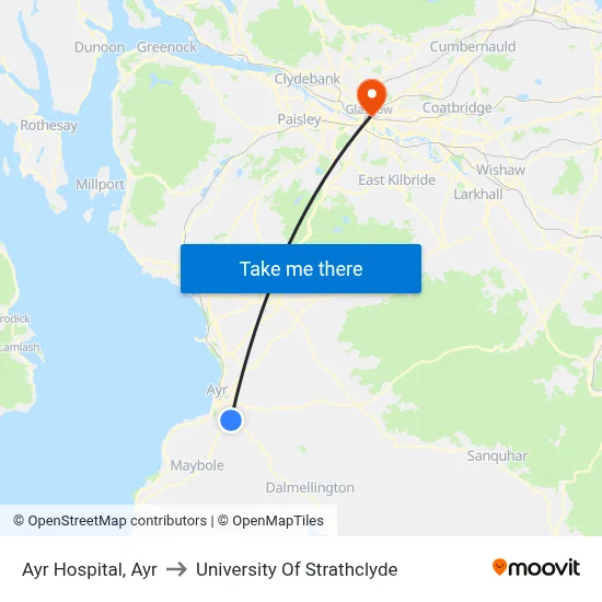 Ayr Hospital, Ayr to University Of Strathclyde map