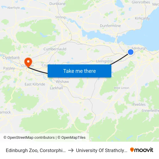 Edinburgh Zoo, Corstorphine to University Of Strathclyde map