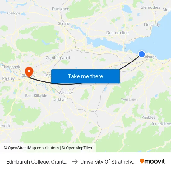 Edinburgh College, Granton to University Of Strathclyde map