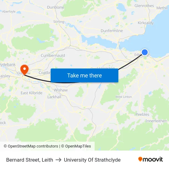 Bernard Street, Leith to University Of Strathclyde map