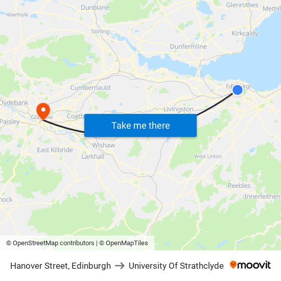 Hanover Street, Edinburgh to University Of Strathclyde map