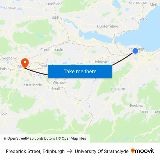 Frederick Street, Edinburgh to University Of Strathclyde map